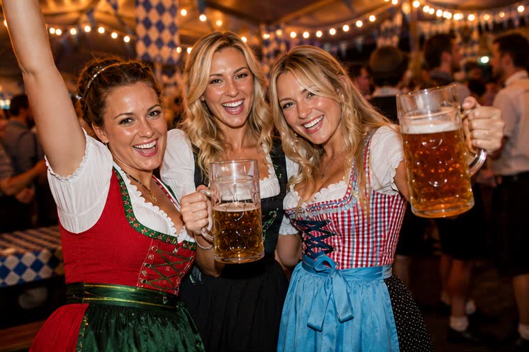 Guests enjoying beer and live music at Cambridge Oktoberfest